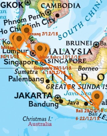 Bali - Singapore - Sumara - Penang and back again!