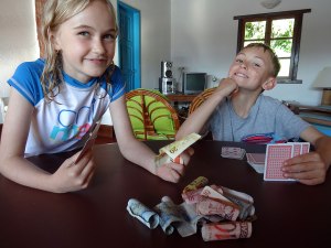 Ben and Zoe playing cards