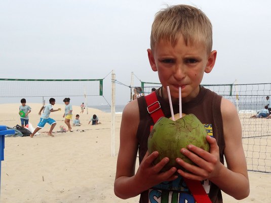 Bens-First-Fresh-Coconut Ben drinking a ?