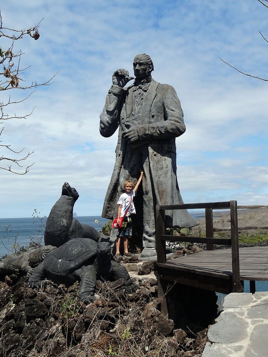 Ben with Charles Darwin on Frigate Hill in San Cristobal, Galapagos
