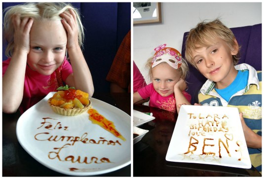 Feliz Cumpleanos Laura (my Spanish name) from from Limo restaurant - but its more fruit!   And soy sauce message from Ben!!!  