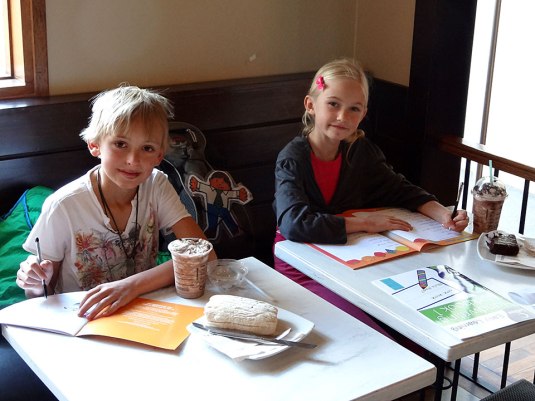 A hard morning's work in Starbucks!