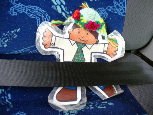 Flat Stanley belted up for a safe trip back to Calama!!