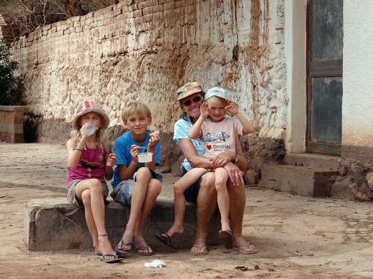 Enjoying an ice cream before we realised Stanley was lost!