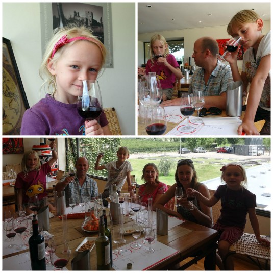 Educating their noses and palates... making sure to spit !