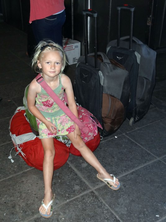 Lara and our luggage - manageable again with no extra holdalls -hmm, maybe mine is still bulging slightly?