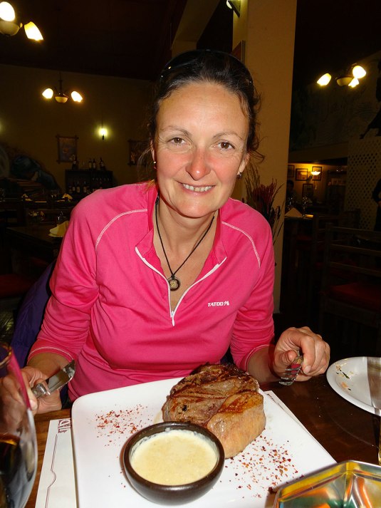 A big fat steak to welcome us back to Chile at the end of another long travelling day. At San Telmo restaurant, Punta Arenas