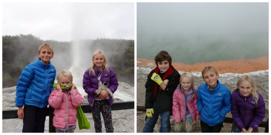 Lady Knox Geyser and the Champagne Lake with new friend Bailey, Rotorua