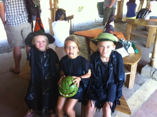 Two witches and a bat at the Green school