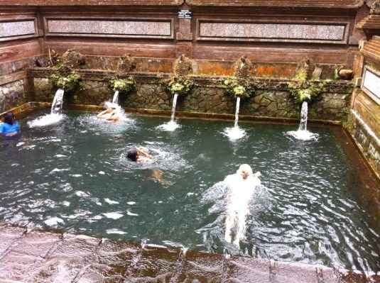 Zoe takes a dip in holy waters at the water temple!