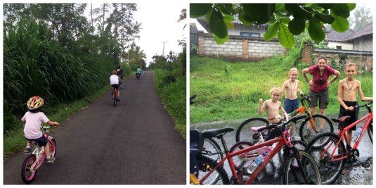 Cycling in the rain through beautiful Bali