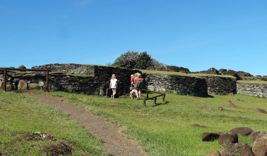 Checking out the cave houses of Orongo