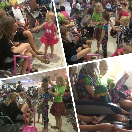 Friends at the airport and on board.