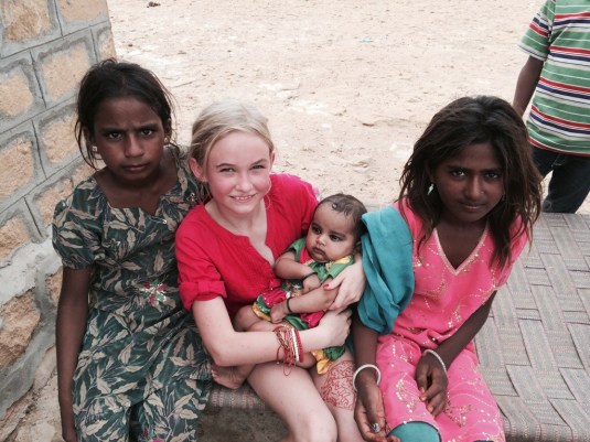 Zoe makes some friends in a tiny desert village this week, where they have no electricity but happily welcomed us to have a cup of Chai and showed us around. They loved seeing their photos on our phones! 